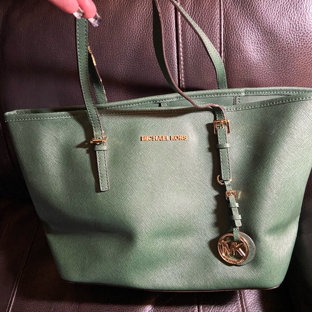 Michael Kors green bag.